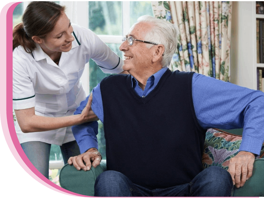 Healthcare professional with elderly man