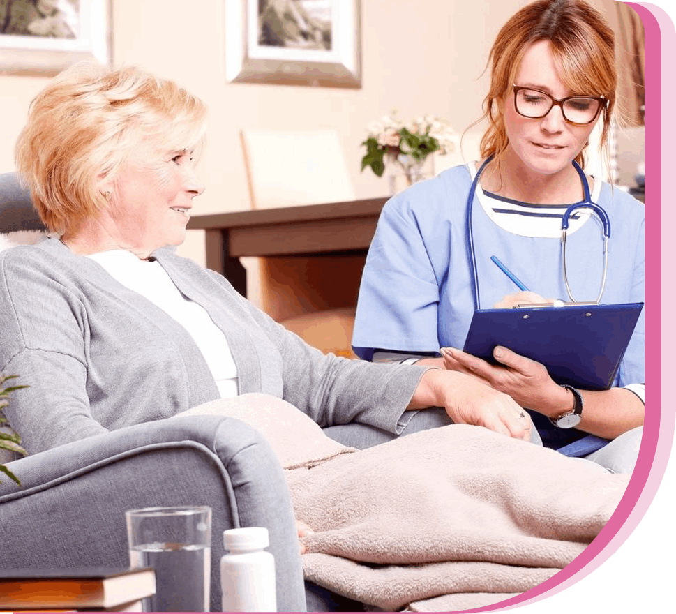 Healthcare professional consulting with elderly patient